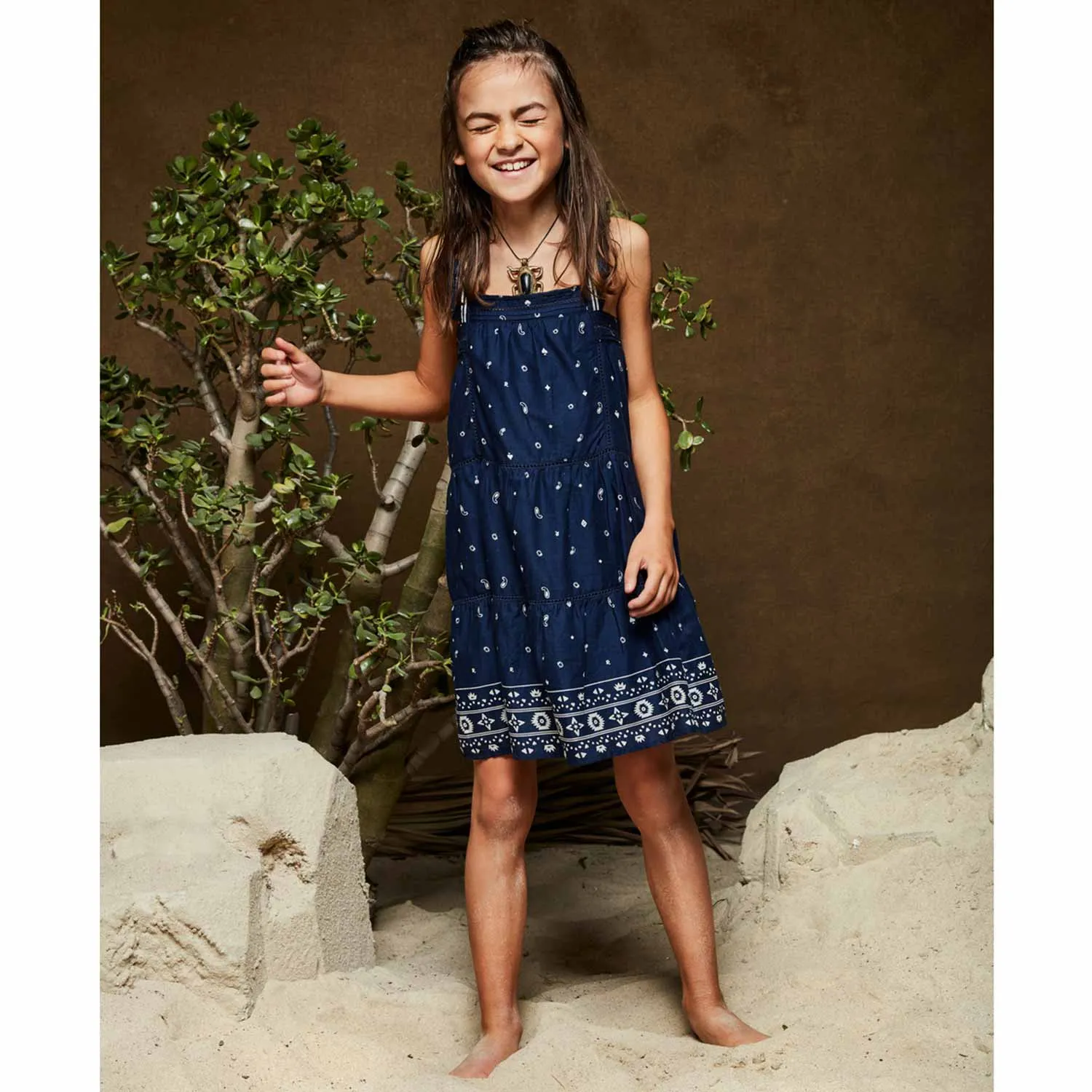 Abito Blu Con Fantasia Paisley