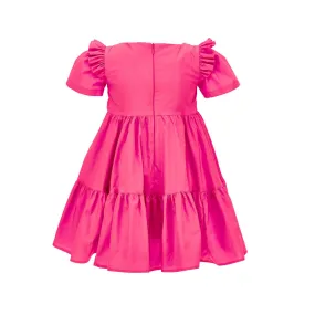 Abito Fucsia Con Balze E Galette Bambina