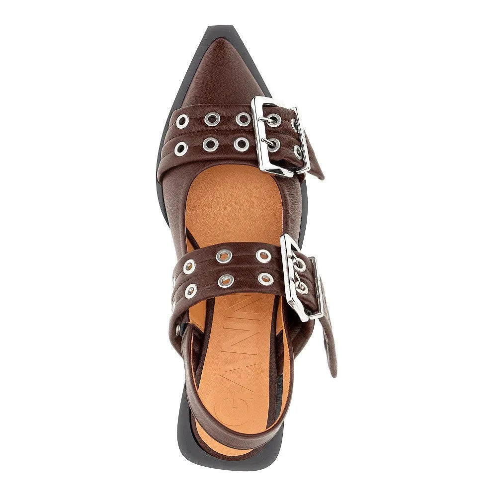 Ballerine in pelle riciclata con fibbie