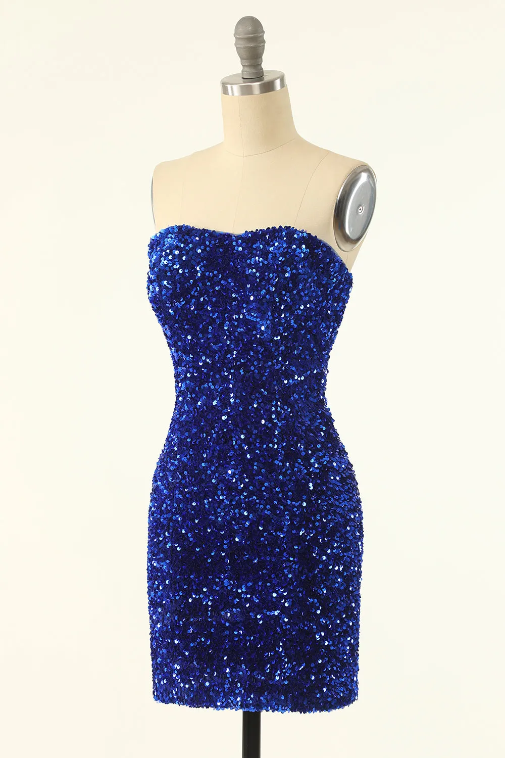 Chérie bleu royal Paillettes Robe de cocktail moulante