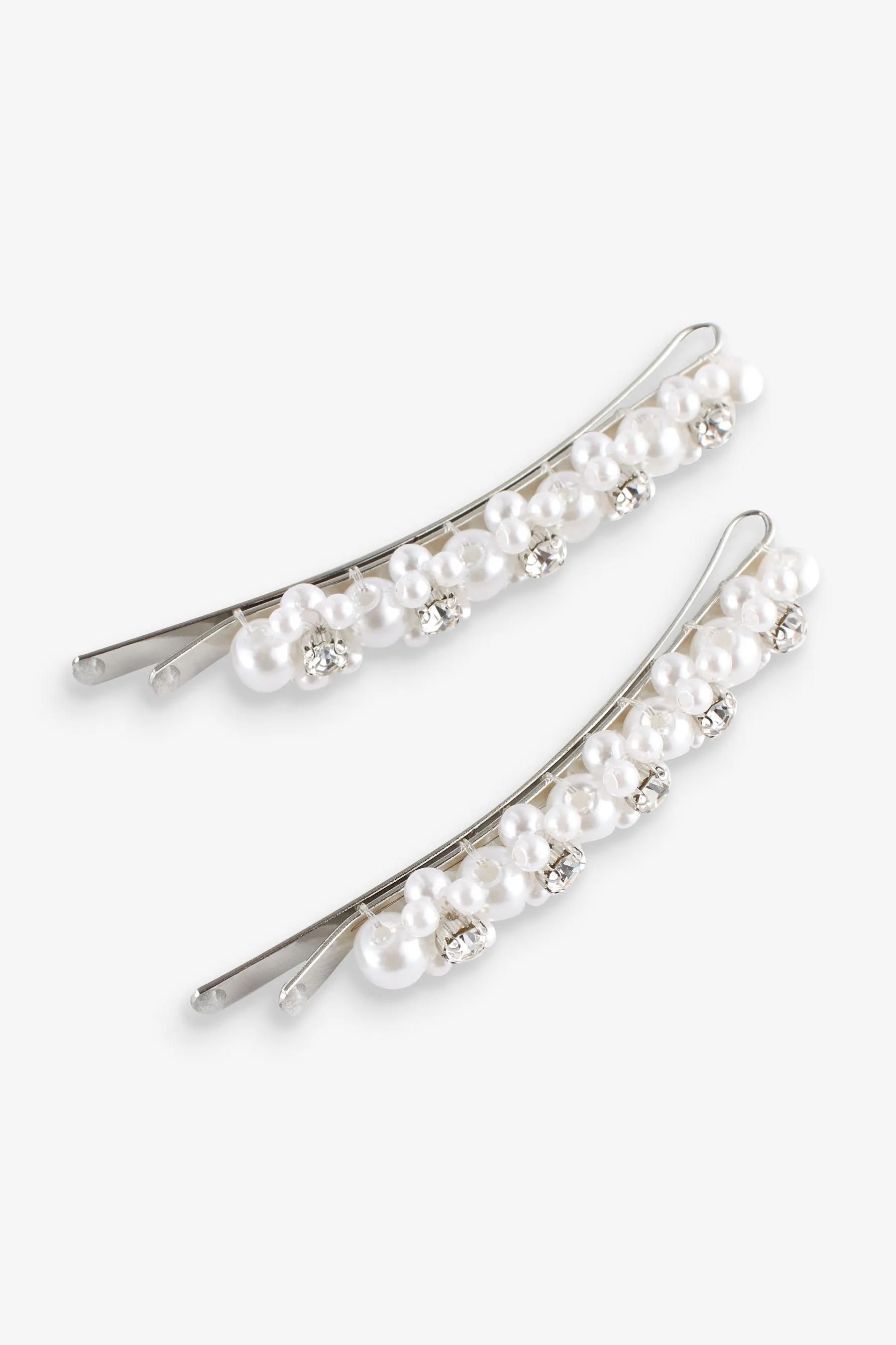 Colore argento  - Fermacapelli per capelli 2 PK con perle e brillanti