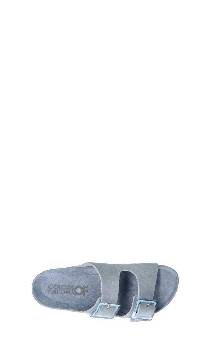 COLORS OF CALIFORNIA Ciabatta donna azzurra in suede
