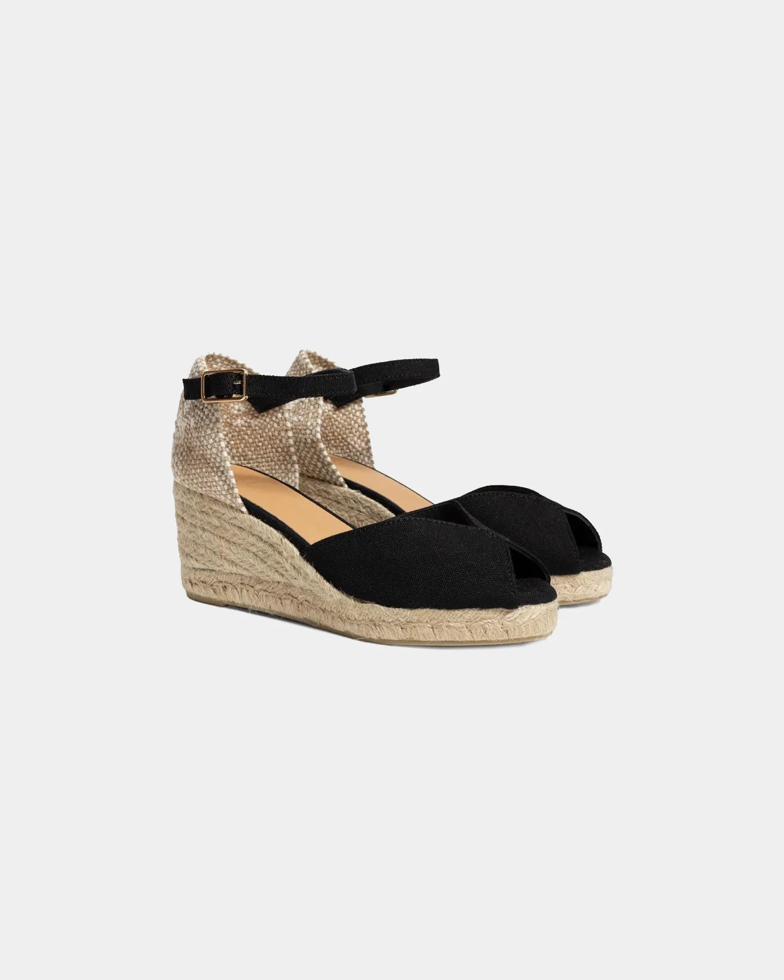 Espadrilla Bianca con zeppa nera