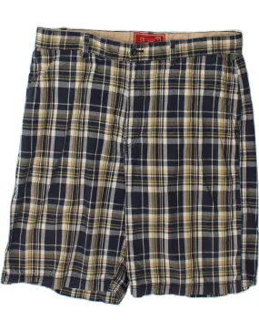 IZOD Mens Chino Shorts W38 XL Navy Blue Check Cotton