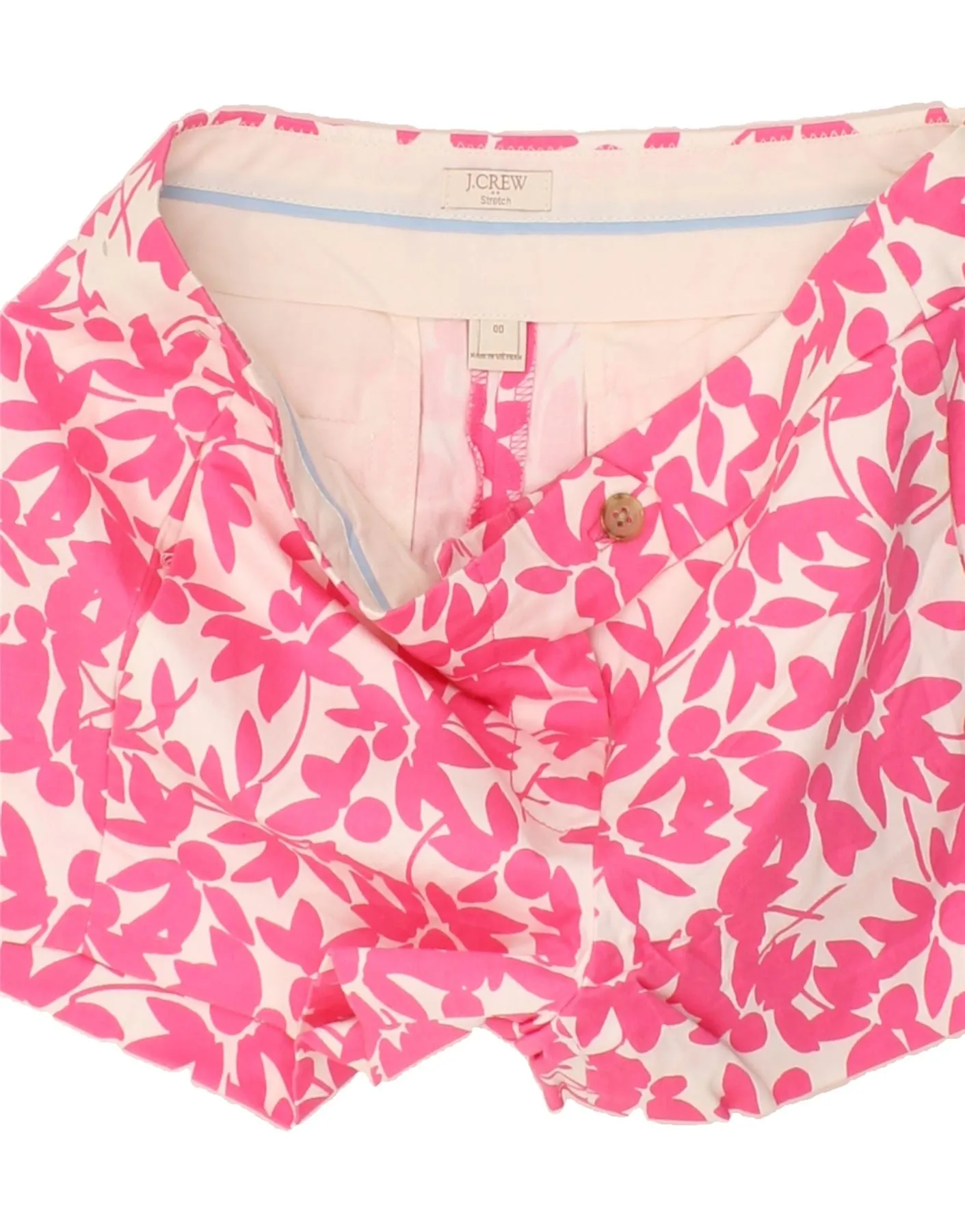 J. CREW Womens Chino Shorts US 00 2XS W28  Pink Floral Cotton