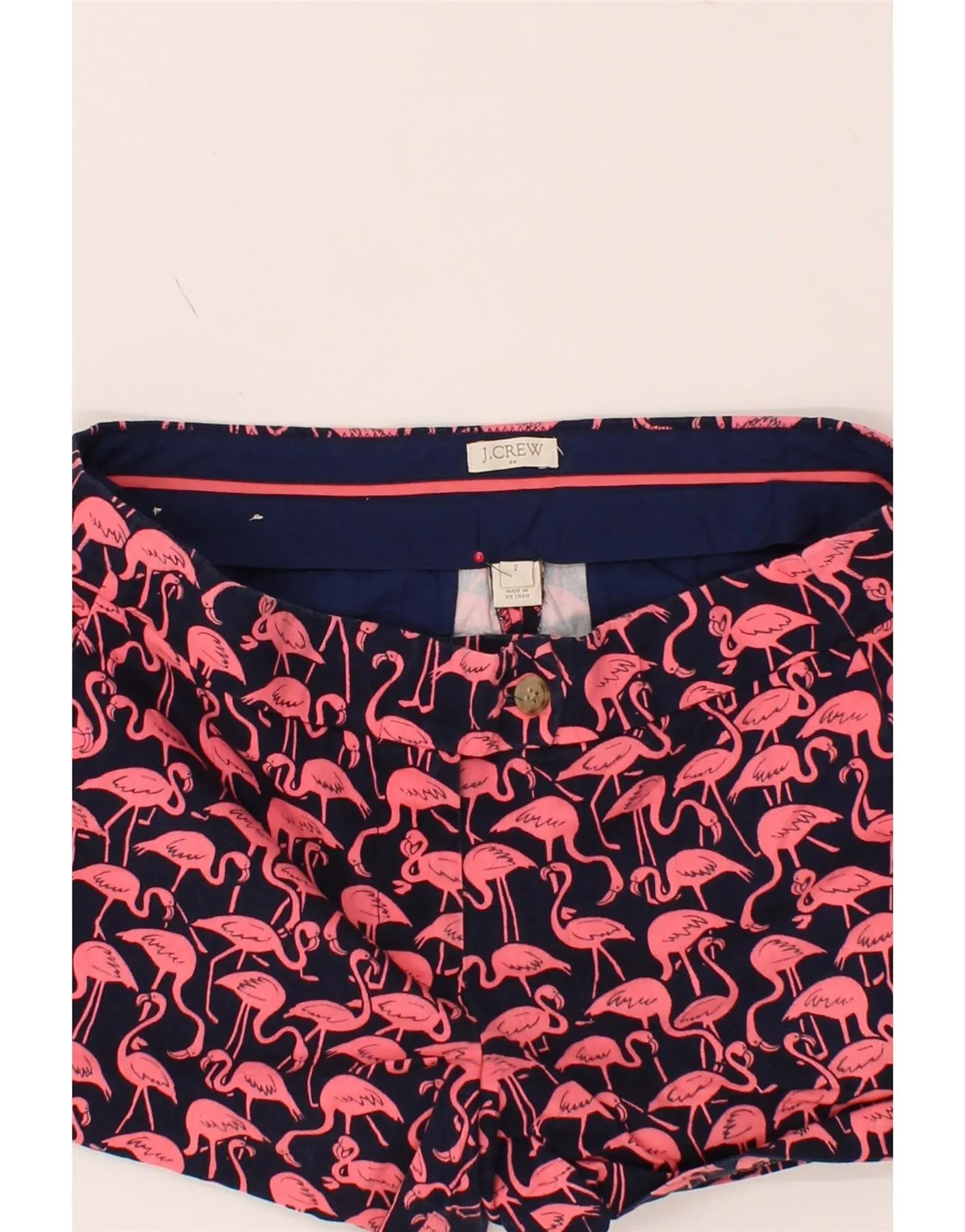 J. CREW Womens Chino Shorts US 2 XS W30  Pink Animal Print Cotton