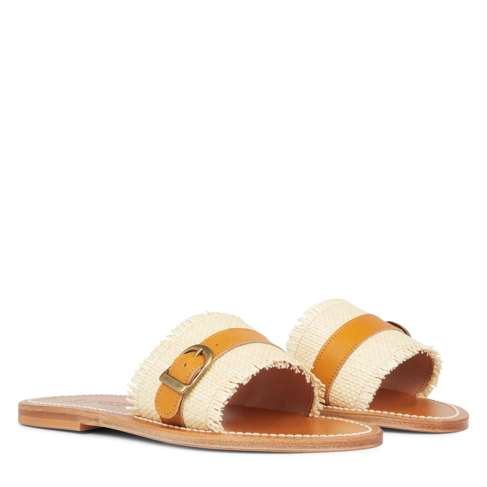  K JACQUES   GUITARA RAFFIA - Mules con rafia in pelle | Beige