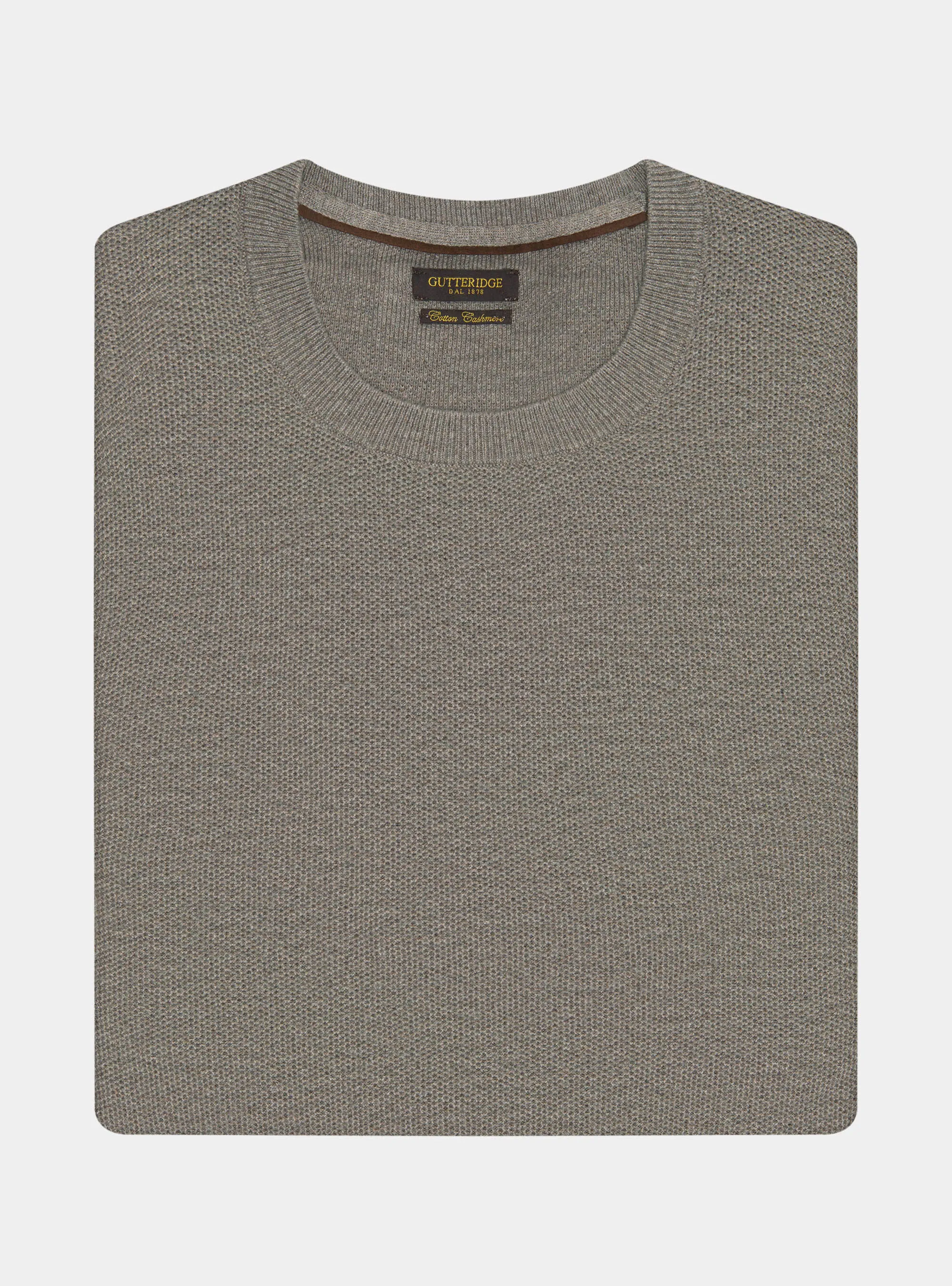 Maglia girocollo nido d'ape in cotone cashmere