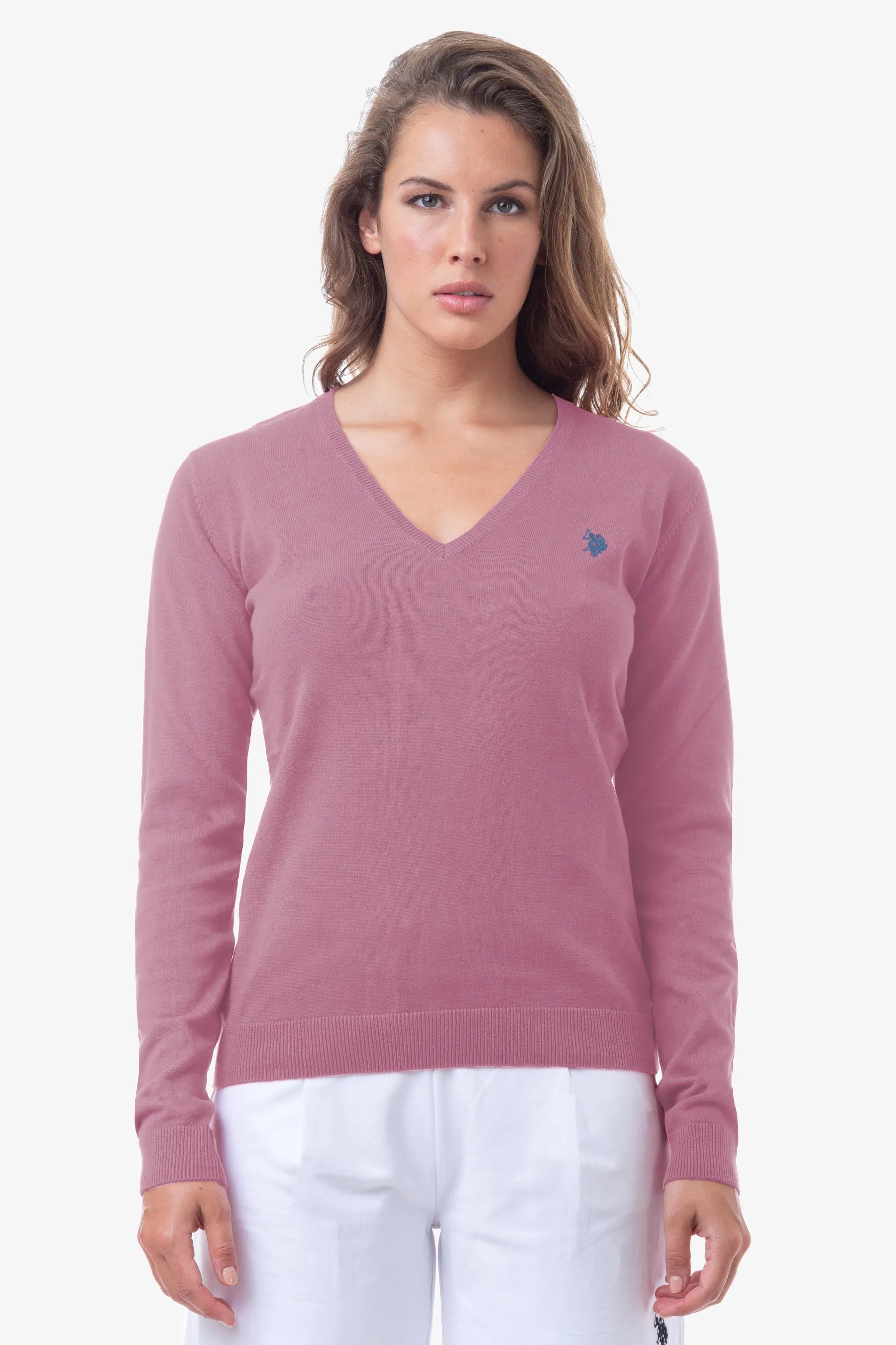 Maglia in cotone con scollo a V U.S. Polo Assn.