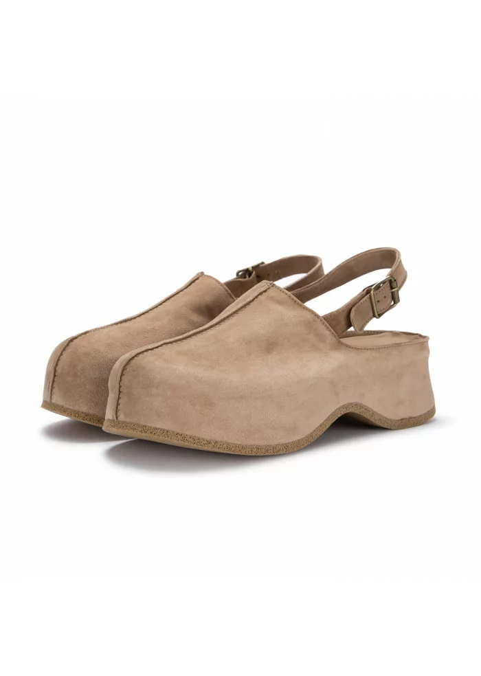 MOMA | SANDALI MULES ZOCCOLO MARRONE MANDORLA