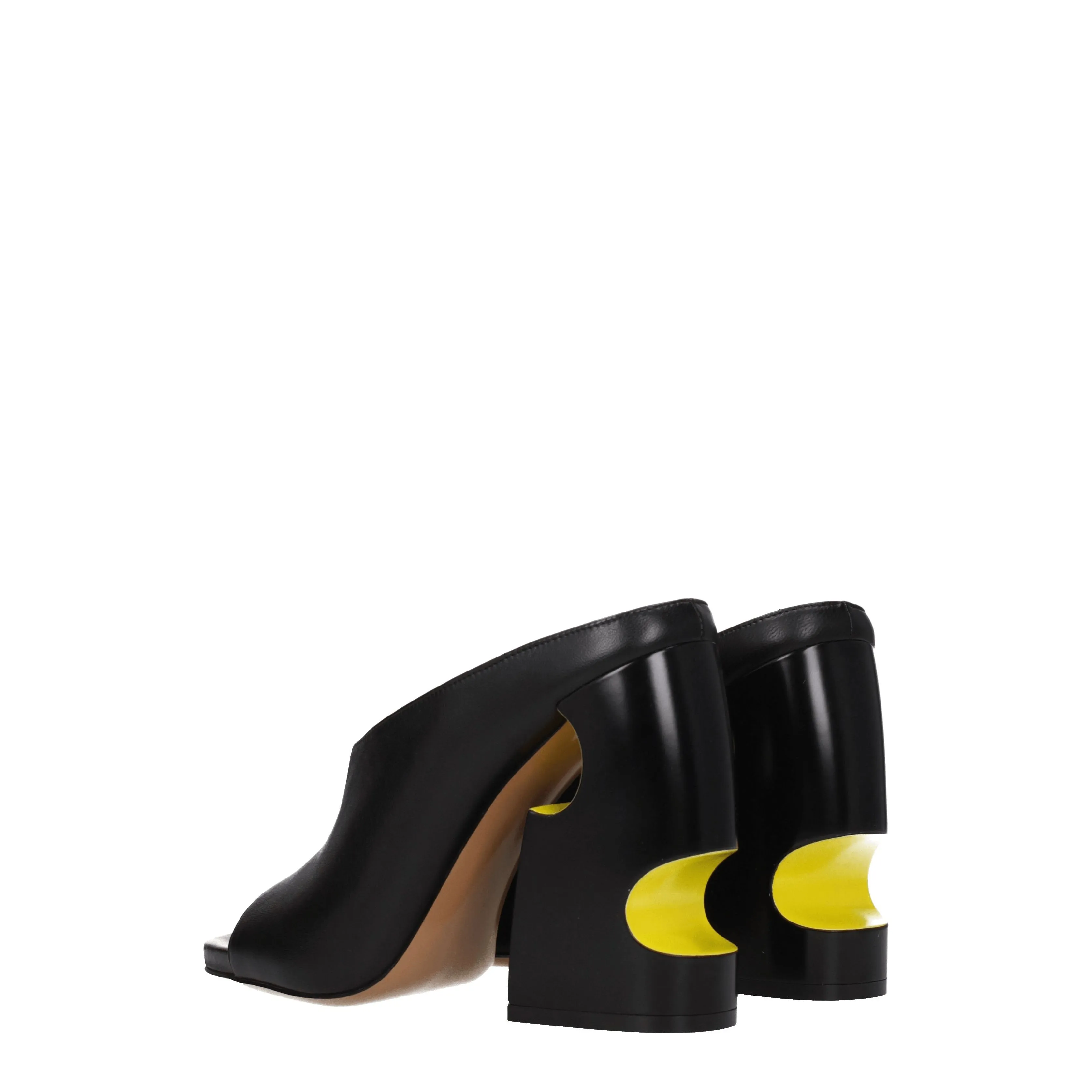 Off-White Sandali Donna Pelle Nero/Giallo