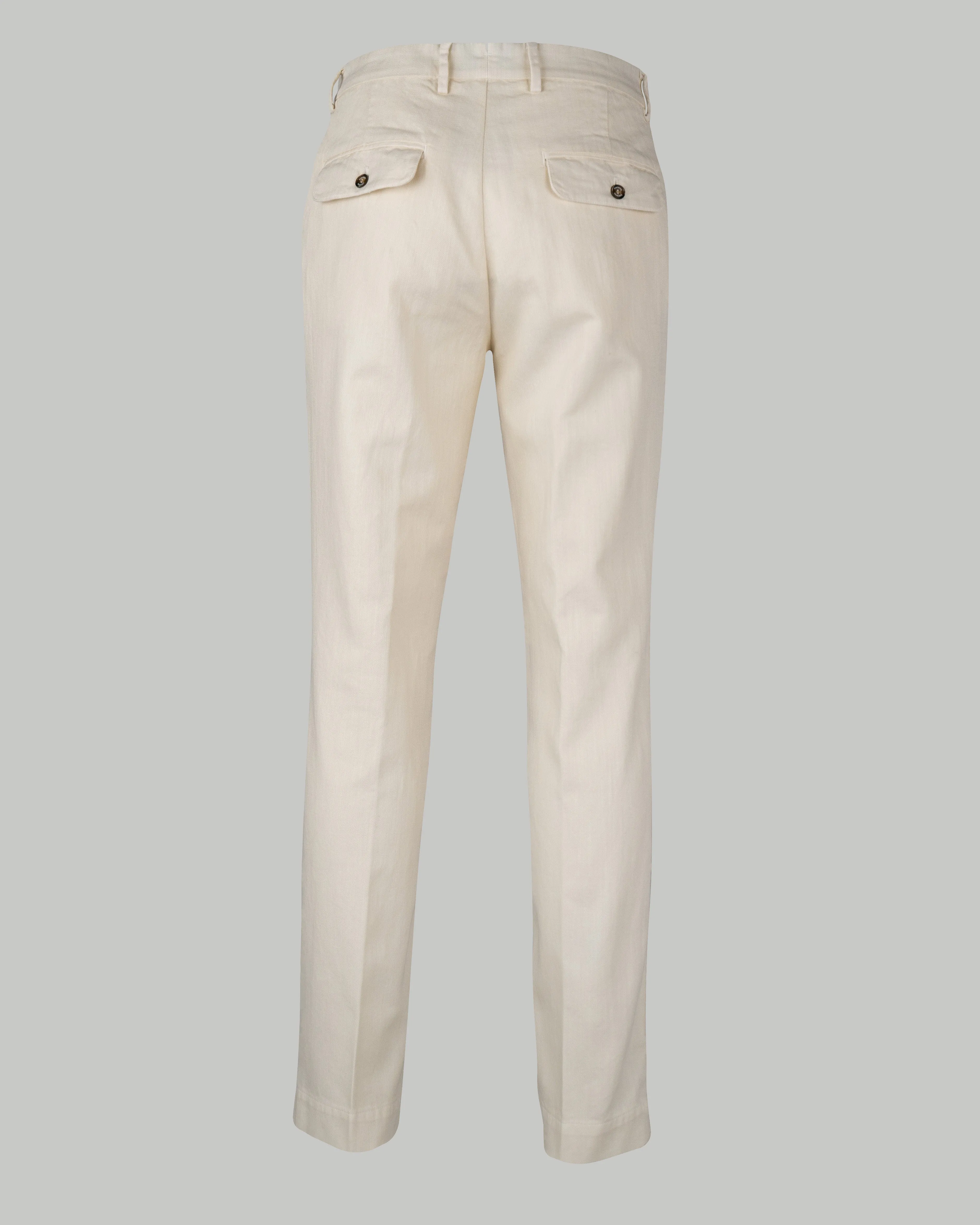 Pantalone chino in cotone piquet medio bianco panna slim fit