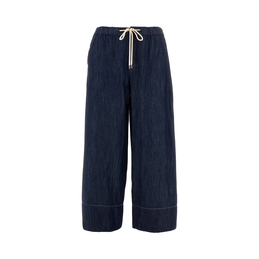 Pantalone cropped ampio in denim