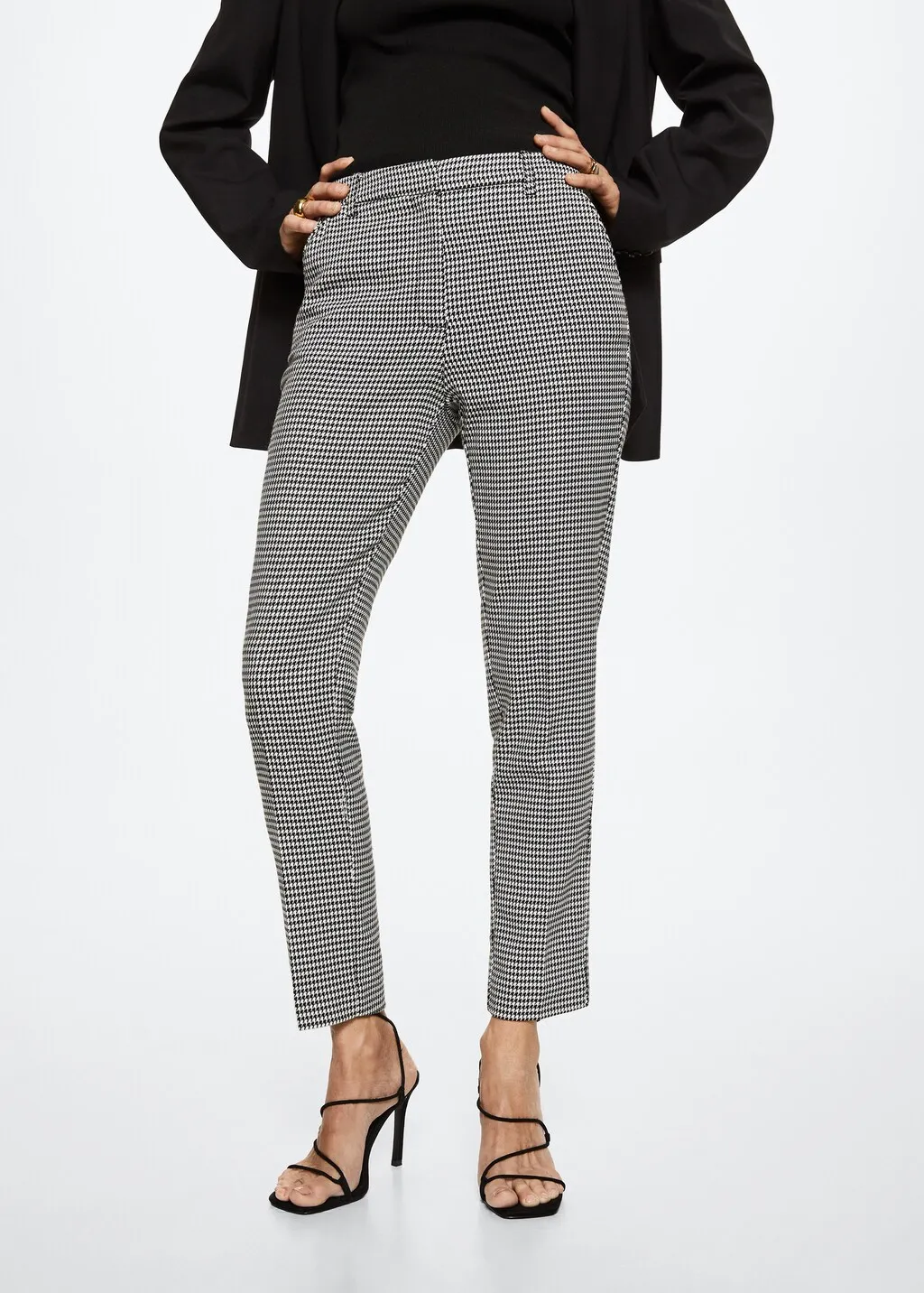 Pantaloni completo skinny pied-de-poule