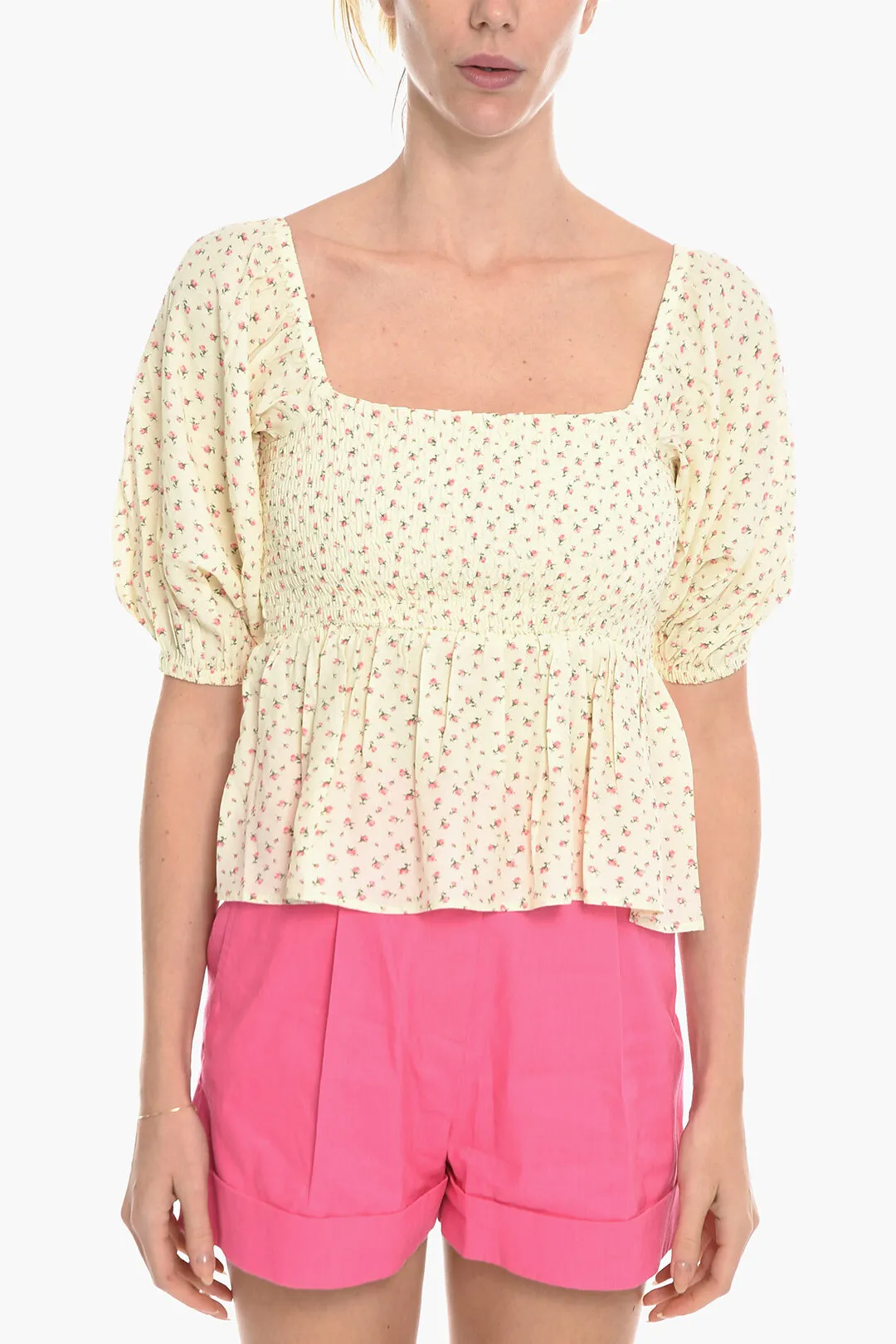 Top DOLLY A Motivo Floreale con Manica a 3/4