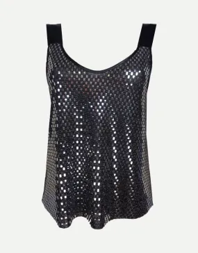 Top in paillettes con spallina larga